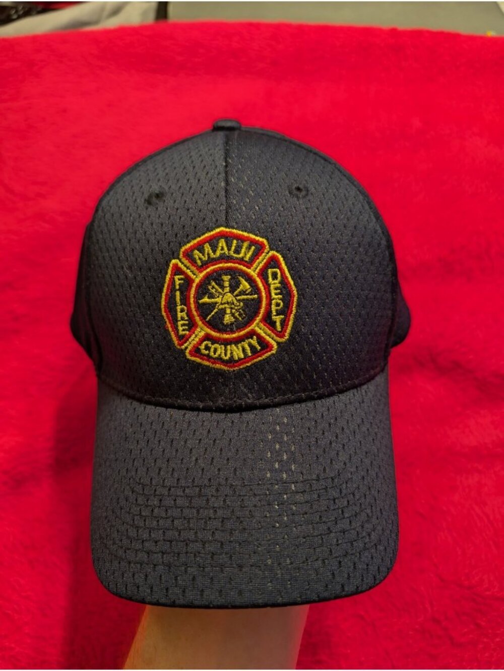 Otto Maui County Fire Dept Hat Navy Blue Polyester Mesh Hat Cap Adjustable